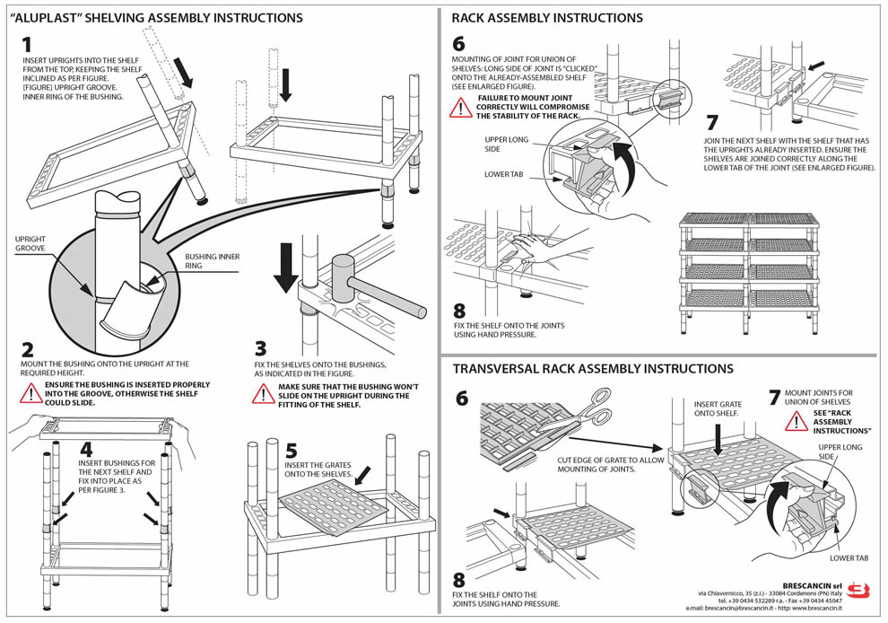 Assembly diagram of the Aluplast modular shredding machine made of aluminum and plastic by Brescancin