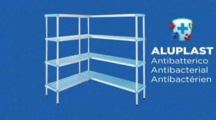 Scaffale antibatterico in alluminio e plastica