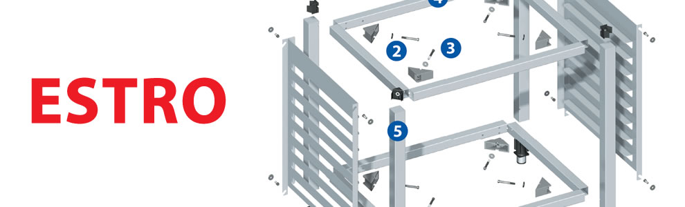 Istruzioni di montaggio del supporto forno, per grandi cucine professionali, della serie ESTRO di Brescancin