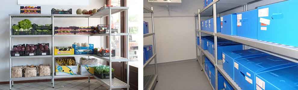 Plastic aluminum shelves excellent for damp and cold environments such as cellars and cold rooms