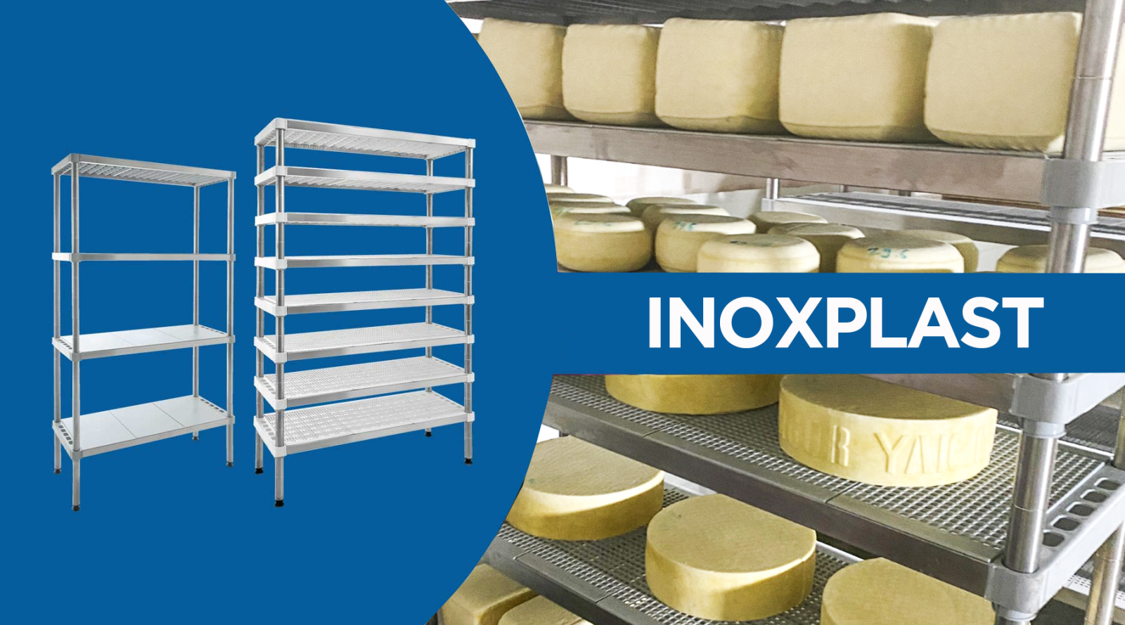 Steel and plastic shelves for cheese maturing