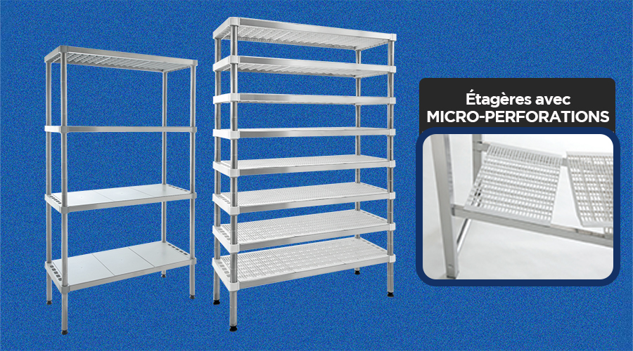 Rayonnage avec tablettes micro-perforées Rayonnage avec tablettes micro-perforées