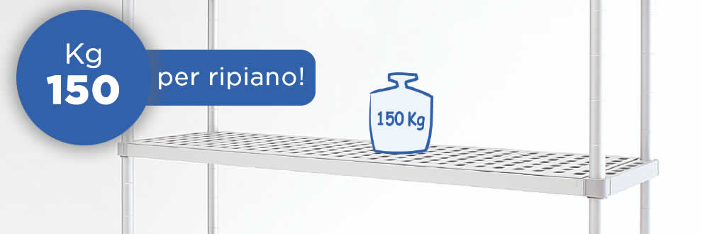 The Aluplast shelving can support a weight of 150 kg per shelf - It is a very robust shelf