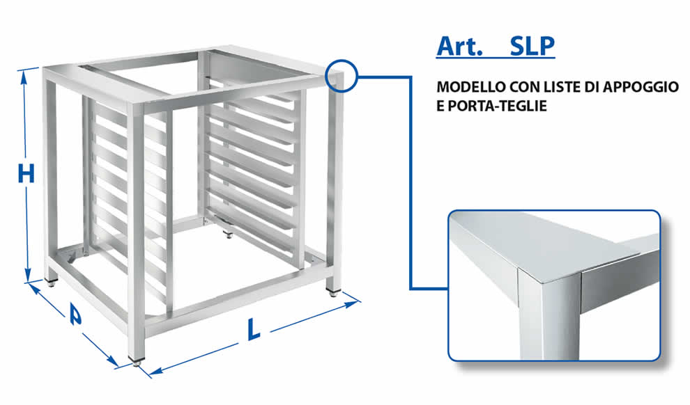 Frame for oven support with baking tray with patented Brescancin joint - Pordenone - Italy