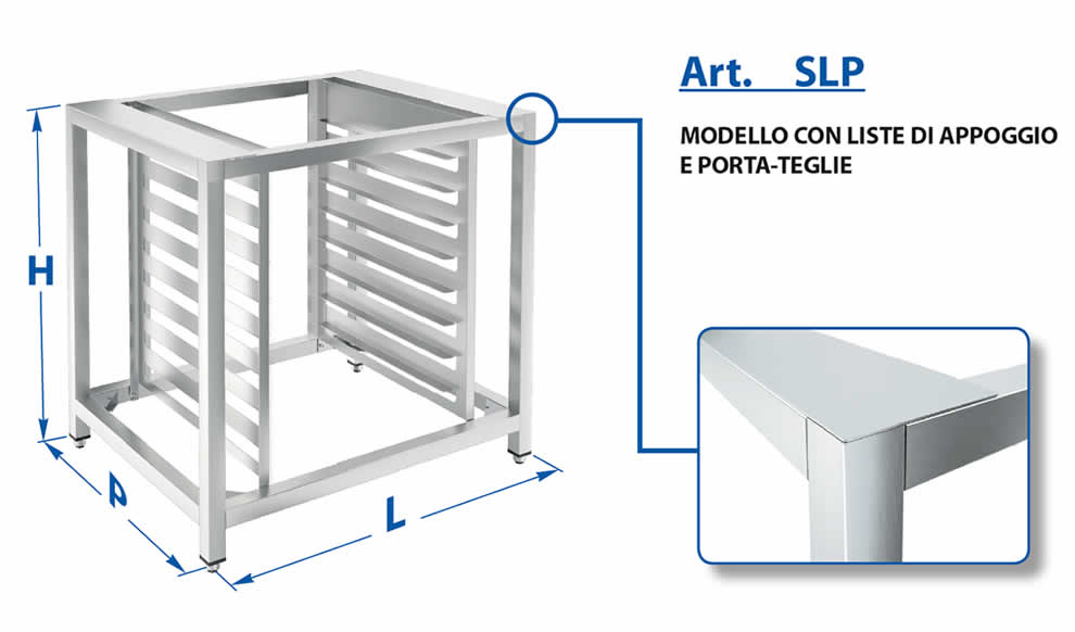 Telaio per supporto forno con porta teglie con giunto brevettato di Brescancin - Pordenone - Italy