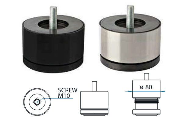 Piede regolabile diametro 80 mm con vite fissa e base nylon - Brescancin