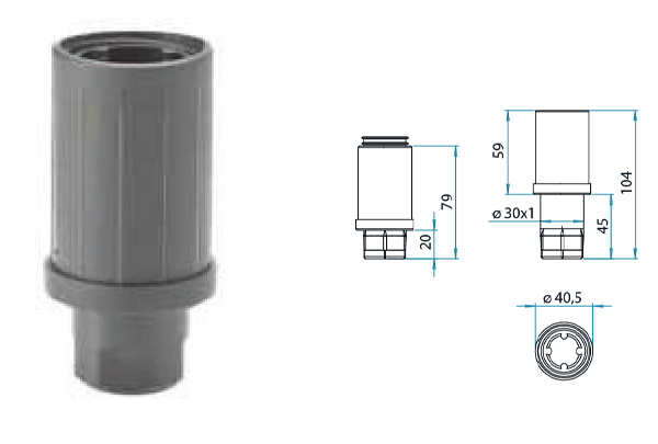 PIEDI REGOLABILI 1” IN NYLON PER TUBO Ø 40 mm - Brescancin