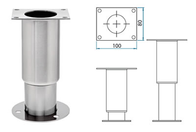 Piedi regolabili con piastra rettangolare e base flangiata - Brescancin Pordenone produzione di piedini regolabili