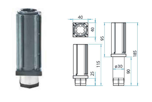 piedi regolabili per tubo 40x40 mm - Brescancin