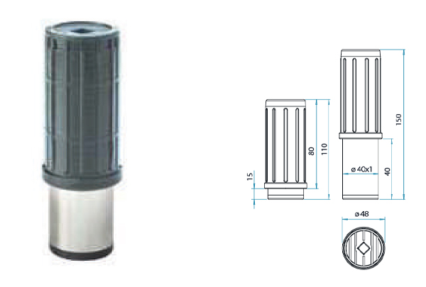 PIEDI REGOLABILI 1 “1/2 PER TUBO Ø 50 mm - Brescancin